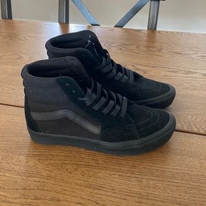Black on black high top Vans size 7 womens/5.5 mens